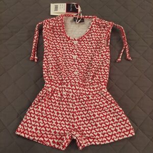 Charming Red and White Heart Kids Romper